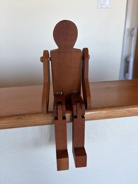 Vintage Articulated Poseable Wooden Folk Art Figure Rare Find Collectible